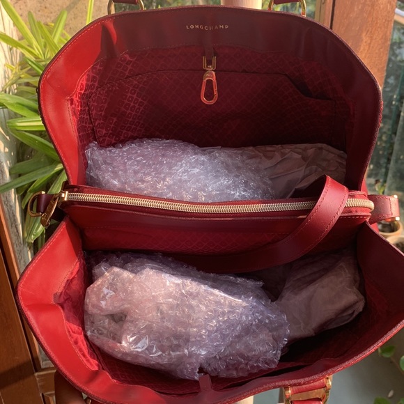 PLUM RED LONGCHAMP MINIMAL BEAUTY: crossbody, spacious, feminine. Leather bag. - Picture 4 of 17